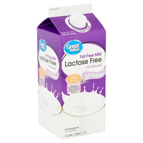 Great Value Lactose Free Fat Free Milk, 1/2 gal - Walmart.com - Walmart.com