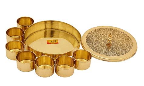 Engraved Design - Pure Brass Masaladani / Spice Set / Box / Dibba - He ...
