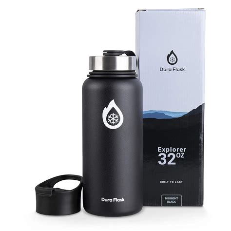 DuraFlask Explorer Double-Wall Vacuum Insulated Water Bottle (32oz) w/3 ...