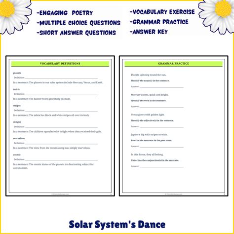 Solar System's Dance | Poem Grammar Worksheet Printable Activity ...