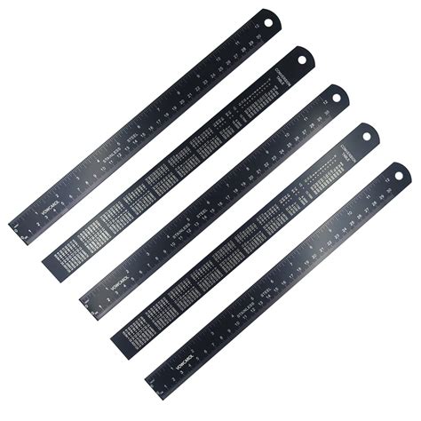 Metal Ruler 12 inches, Laser-etched Black Stainless Steel Ruler with ...