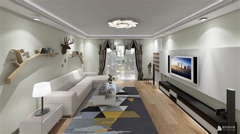 观江-现代 - 现代风格四室两厅装修效果图 - 田磷设计效果图 - 躺平设计家