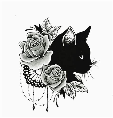 cat drawing tattoo