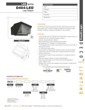 Fillable Online LED lighting Job Information D404LED Type: Catalog ...