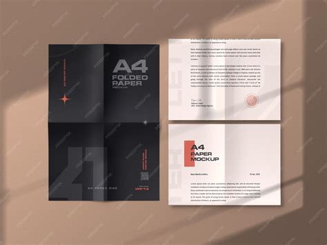 Premium PSD | A4 folded paper mockup template