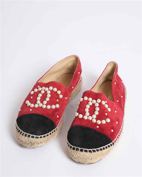 Chanel Suede Pearl CC Espadrilles