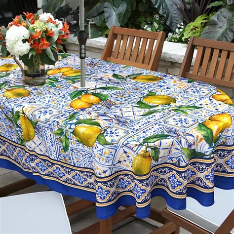 Amazon.com: bnhjsdw Blue Outdoor Tablecloth with Umbrella Hole for Oval ...