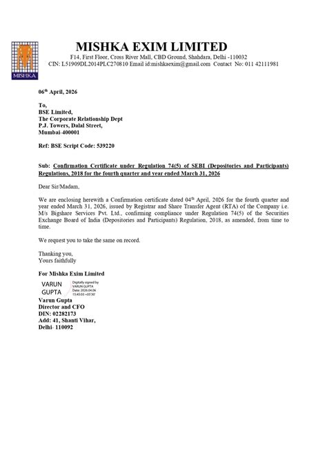 Mishka Exim Ltd / Investor Feed