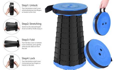 VOLIXOD Plastic Collapsible Portable Stool, 37.6 x 48 x 25 Centimeters ...