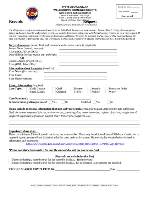 Weld County Arrest, Court, and Public Records Doc Template | pdfFiller