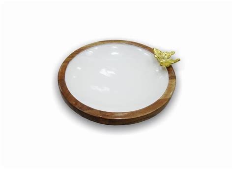 Buy BUSINESS PLUS Handmade Wooden Round Plate | Tray |Kitchen Tray| Key ...