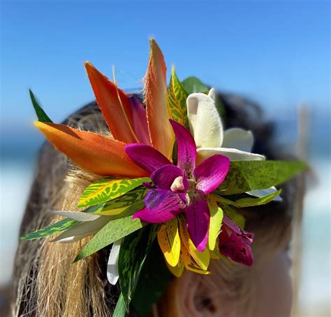 Hawaiian Hair Clip Tahitian Costume Hair Adornment Real Touch Plumeria ...
