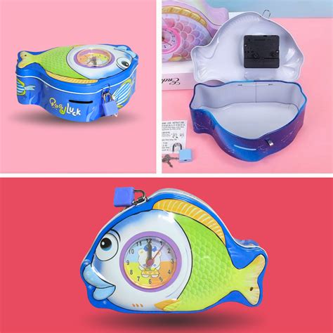 Fish Shaped Metal Money Bank with Clock (Random Colours) – Kids Bestie