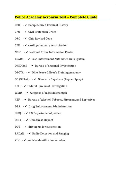Police Academy Acronym Test – Complete Guide - POLICE ACADEMY - Stuvia US