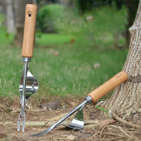 Hand Weeder Stainless Steel Garden Weeding Shovel With Wooden Handle ...