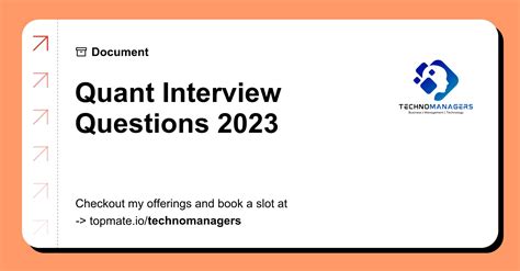 30+ Real Quant Interview Questions 2023 with Technomanagers