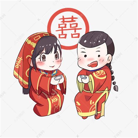 中式婚礼新郎新娘拜堂喝喜酒素材图片免费下载-千库网