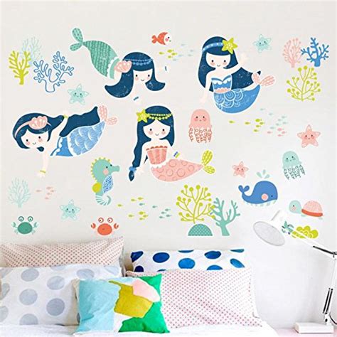 Buy Decals Design 'Girls Baby Cute Little Mermaids with Starfish Under ...