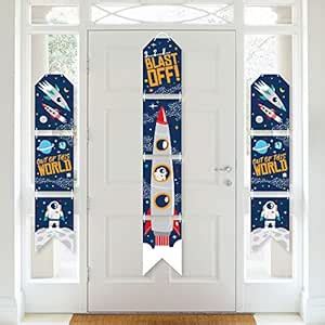 Big Dot of Happiness Blast Off to Outer Space - Hanging Vertical Paper ...