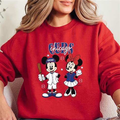Mickey Mouse & Minne Cubs Baseball Sweatshirt, Disney Sport Shirt,Red ...