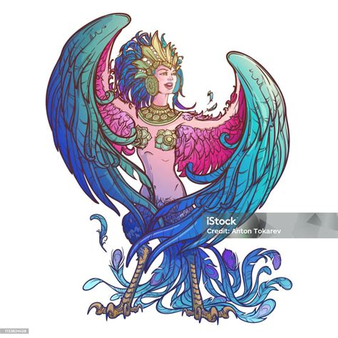 Sirin Halfwoman Halfbird In Russian Myths And Fairy Tales Singing And ...