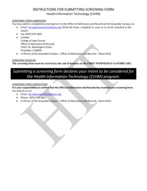 Fillable Online dept clcillinois Health Information Technology ...