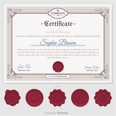 Retro Certificate With Wax Seals Vector Template 165300 Vector Art at ...
