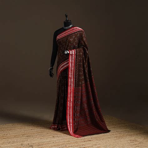 Brown Ikat Handloom Cotton Sambalpuri Saree