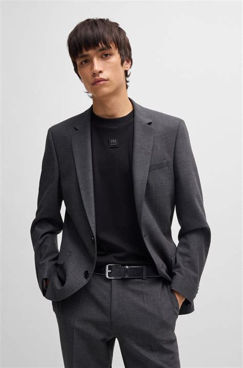 HUGO - Italian-leather belt with branded buckle - Black