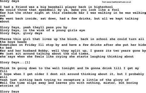 Glory Days Springsteen 的图像结果