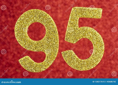 Number Ninety-five Golden Color Over a Red Background. Anniversary ...