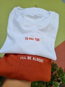 Oversized Matching Tshirt Set White/Rust - Tu hai Toh I'll Be Alright ...