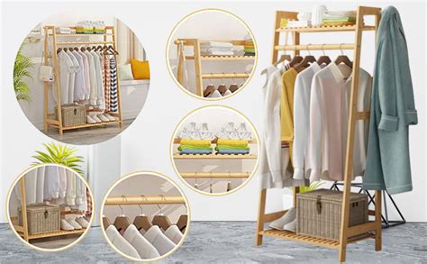 ADA Handicraft Premium Natural Bamboo Wood Clothing Garment Rack ...