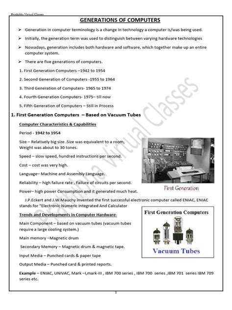 Image result for Computer Generations PDF Table Form