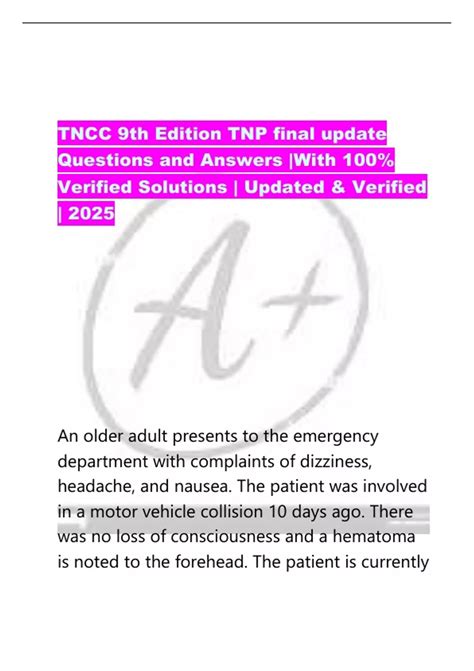 TNCC 9th Edition TNP final update Questions and Answers |With 100% ...