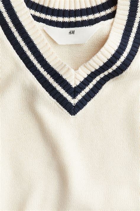 V-neck sweater vest - Cream/Navy blue - Kids | H&M GB