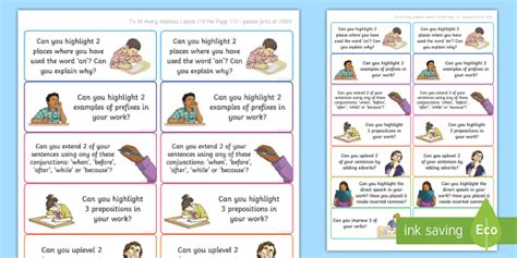 Year 3 Writing Feedback: Extension and Challenge Stickers