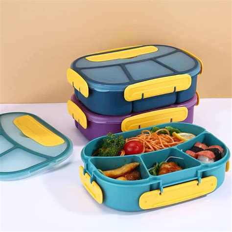 Buy OANGO 4 Compartment Plastic Lunch Box with Leak Proof Lid Lunch ...