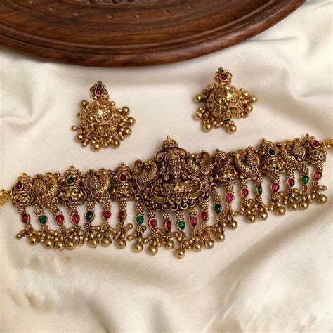 Gold-Toned Lakshmi Peacock Choker Necklace 1375 – URVASI LADIES NOVELTIES