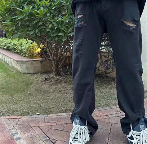 Black Balenciaga Ripped Jeans, Men's Fashion, Bottoms, Jeans on Carousell