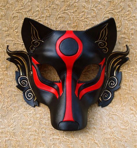 Leather Mask MADE TO ORDER Okami Wolf Mask... Masquerade Japanese Leather Mask Costume Mardi ...