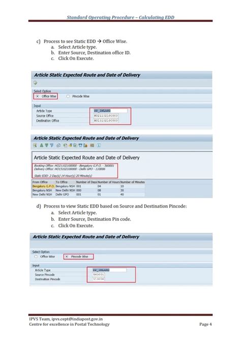 Standard Operating Procedure – Expected Date of Delivery