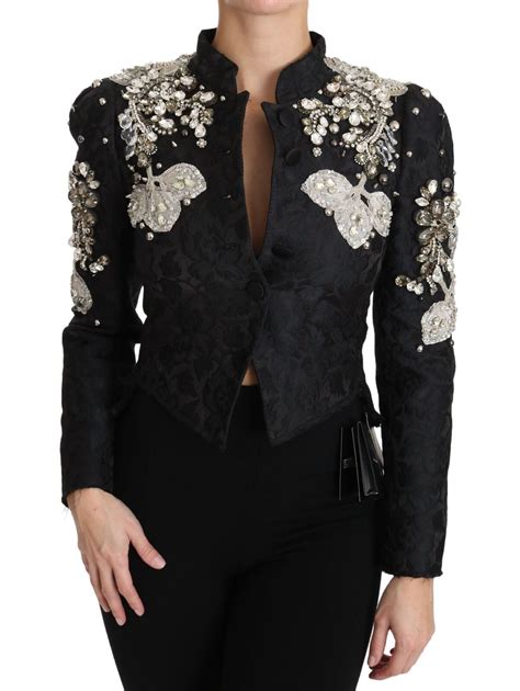 Dolce&Gabbana Women Black Jacket Polyester Floral Baroque Party Short ...