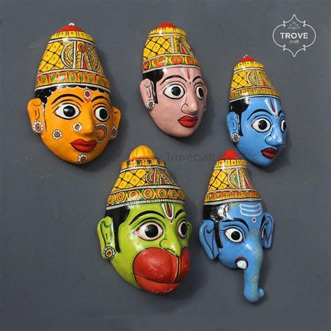 Cherial God wall masks- Set of 5 – Trove Craft India