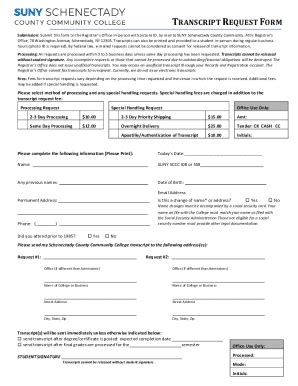Transcript Request Form - SUNY Schenectady - Fill and Sign Printable ...