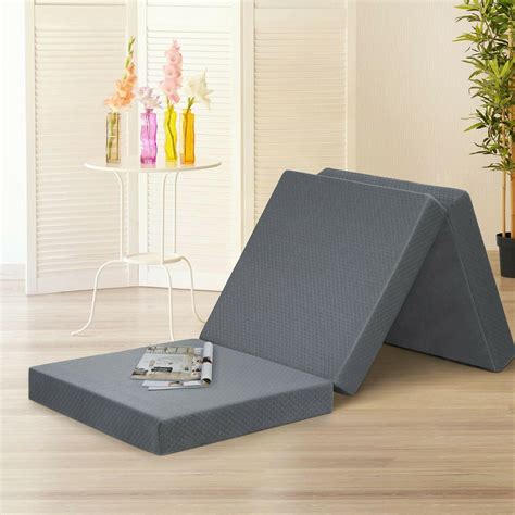 SLEEPLACE 4 Inch Tri-Folding Memory Foam Mattress Zipper