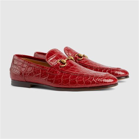 Men's Gucci Jordaan crocodile loafer in red | GUCCI® US