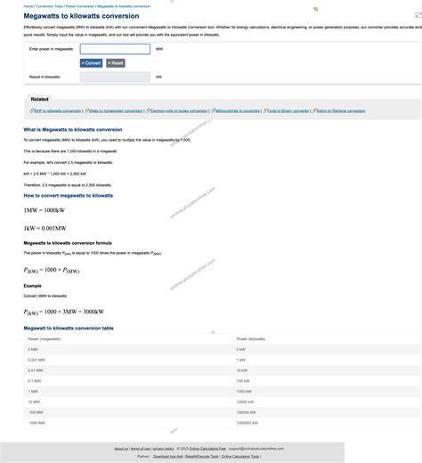 Convertir MW a kW | Calculadora Rápida y Precisa - CalculatorFree