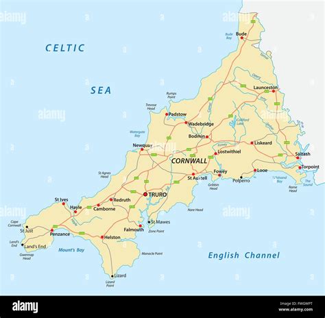 a vector road map of cornwall united kingdom Stock Vector Image & Art ...