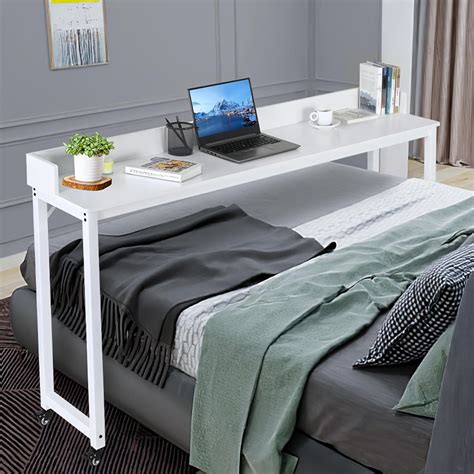 Amazon.com: Arlopu Overbed Table with 360° Wheels, Queen Size Mobile ...